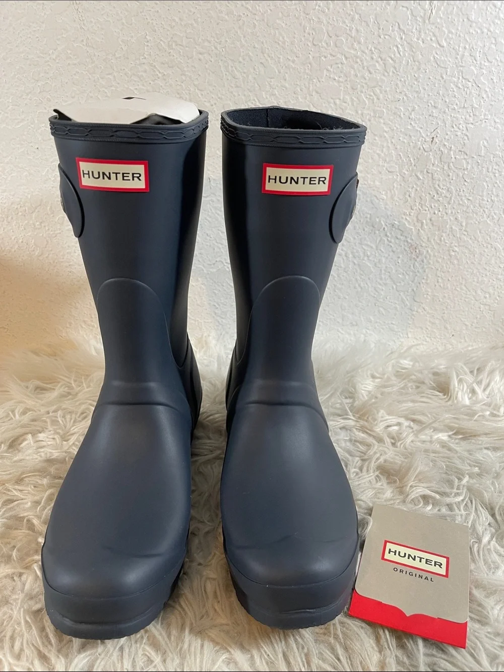 HUNTER Women's Original Short Rain Boots Navy Blue Waterproof Size 9 NEW